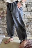 Rustic Nature Linen Blend Barrel Pant Washed Charcoal